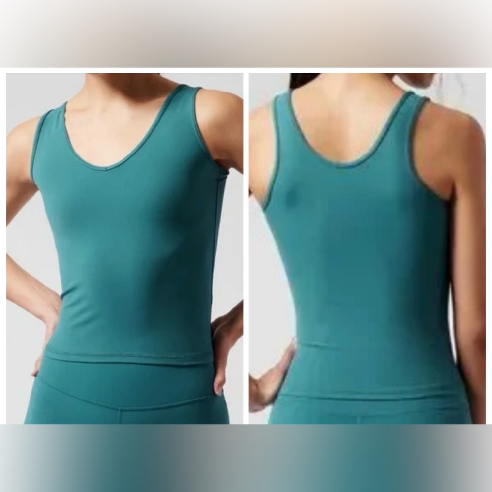 Athleta Turquoise Tank Top Transcend tank Borealis green Size 2X like new UPF 50